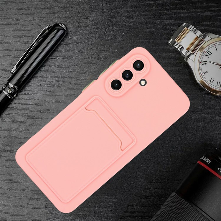Samsung Galaxy A56 Gummi Case Hülle mit Kartenfach - Rosa / Grün