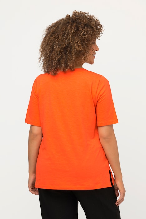 T-Shirt, Cut-Outs, Kräuselung, Slim, Rundhals, Halbarm