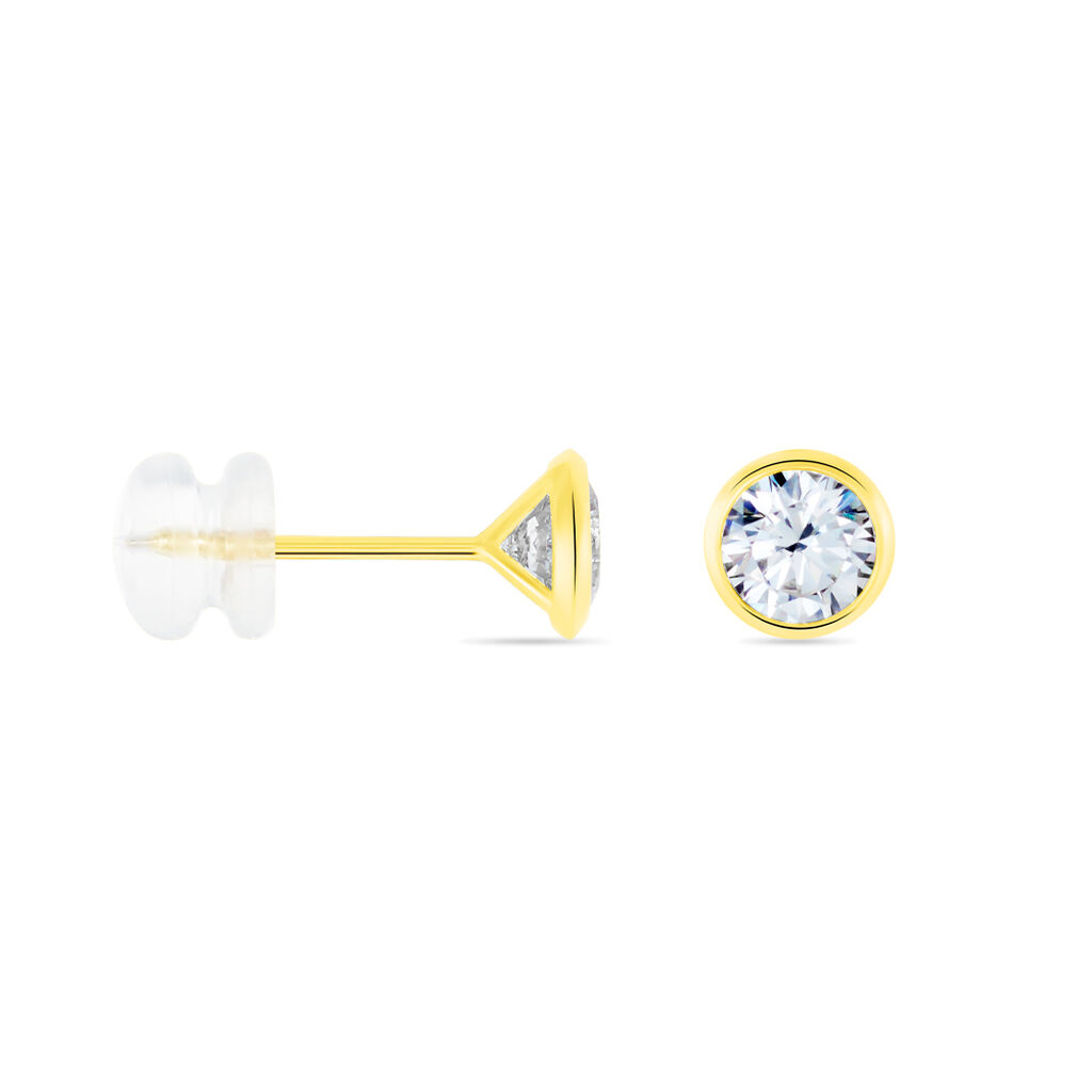 Boucles D'oreilles Puces Daria Serti Clos Or Jaune Oxyde De Zirconium