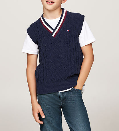 Tommy Hilfiger Weste - Strick - Global Chenille - Desert Sky