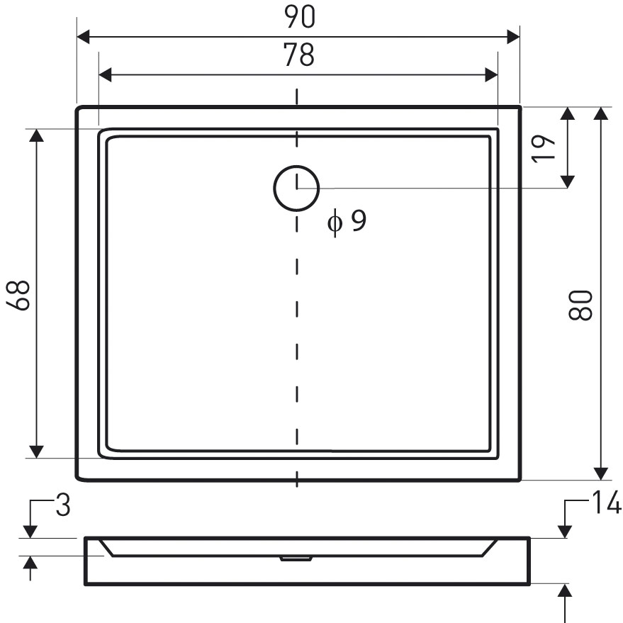 Kerra Victor douchebak rechthoek 90x80x14cm wit