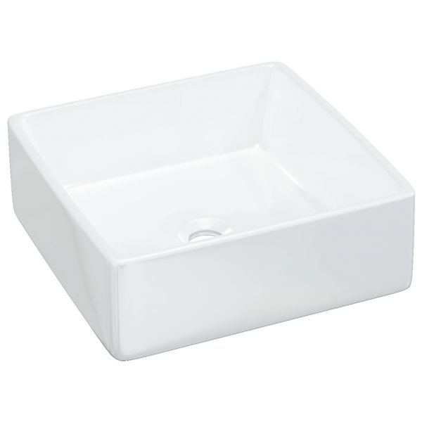 vidaXL Lavatório Quadrado 37x37x13 cm Cerâmica Branco - 1574899898