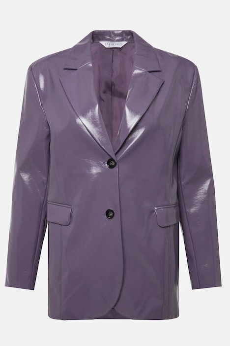 Blazer, Wide Shape, Lackleder-Optik, Revers, Langarm