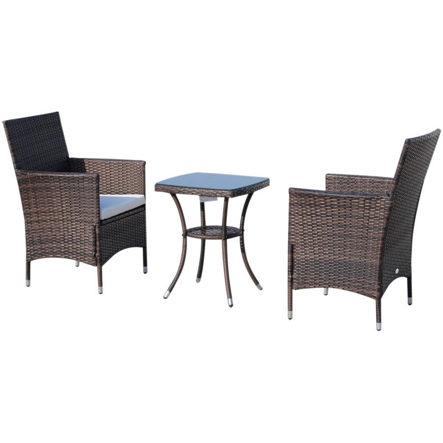 Outsunny Rattan-Sitzgruppe als 3-teiliges Set braun