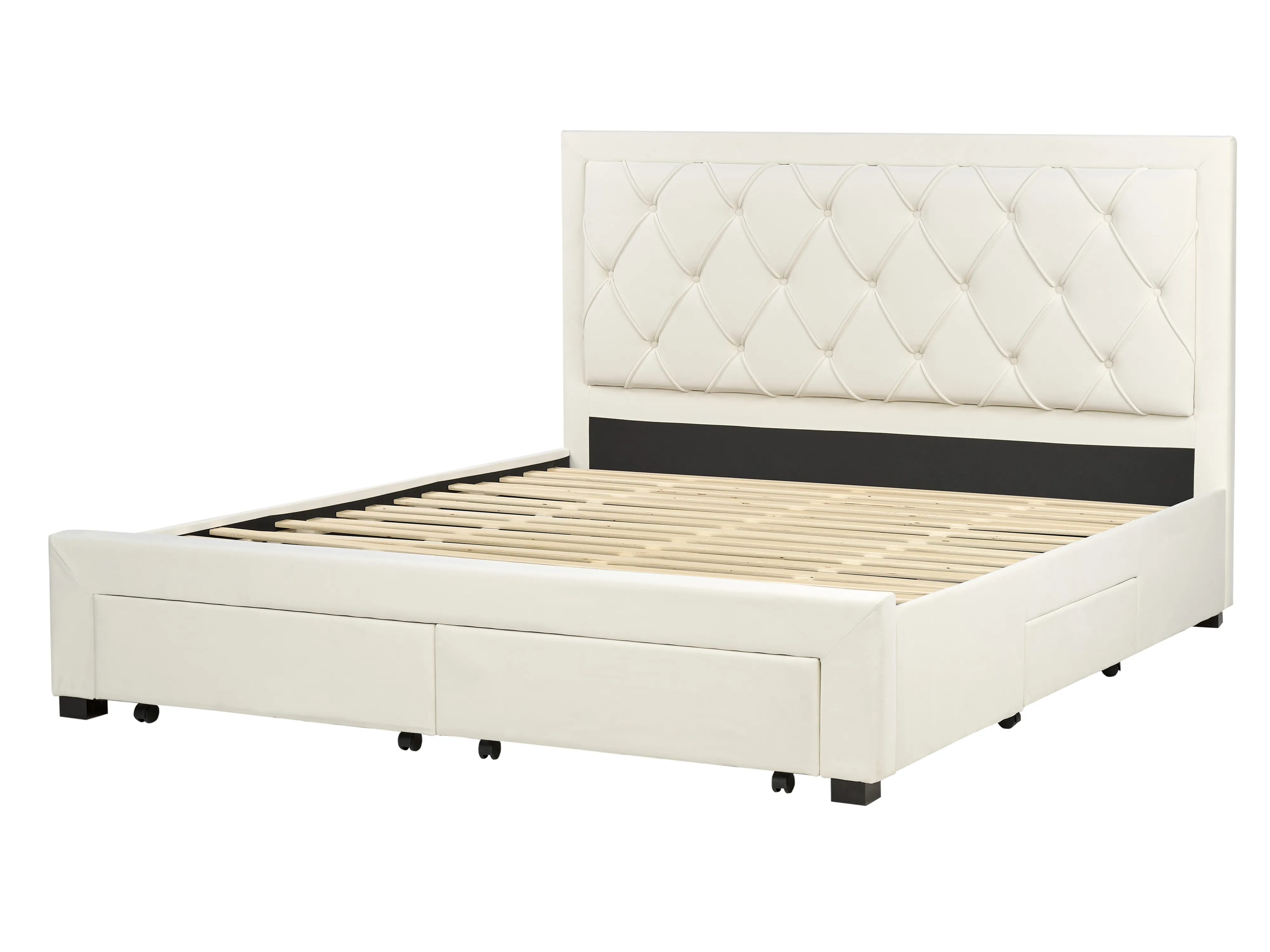 Bed met opbergladen Fluweel LIEVIN 180 x 200 cm Lichtbeige