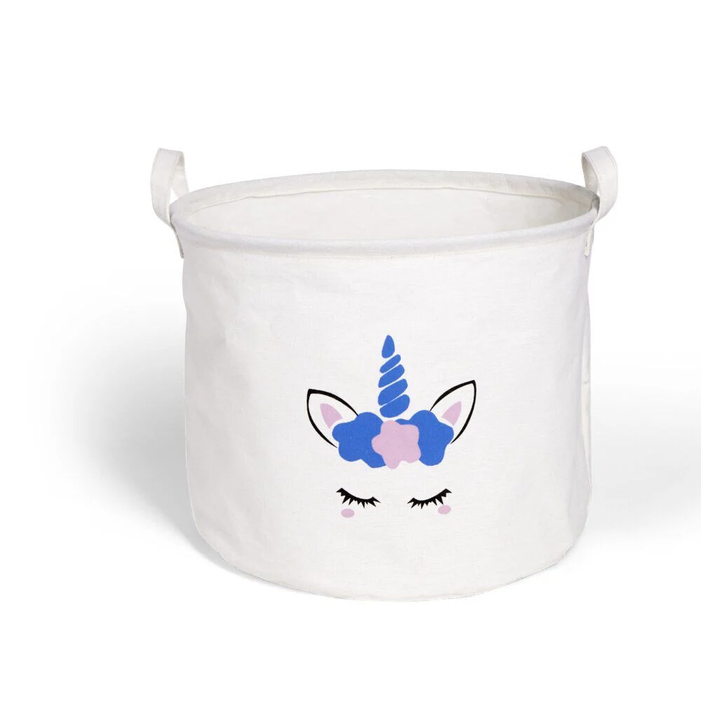Panière à linge licorne en toile Ø30xH25cm