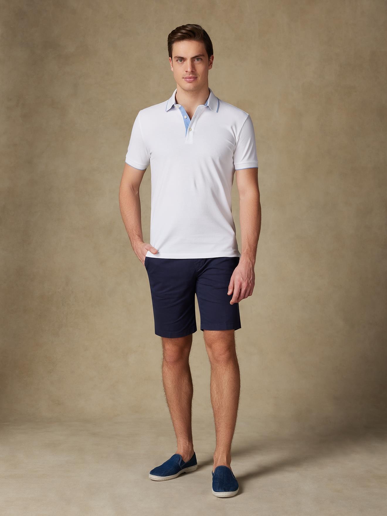 Polo Ron en piqué blanc