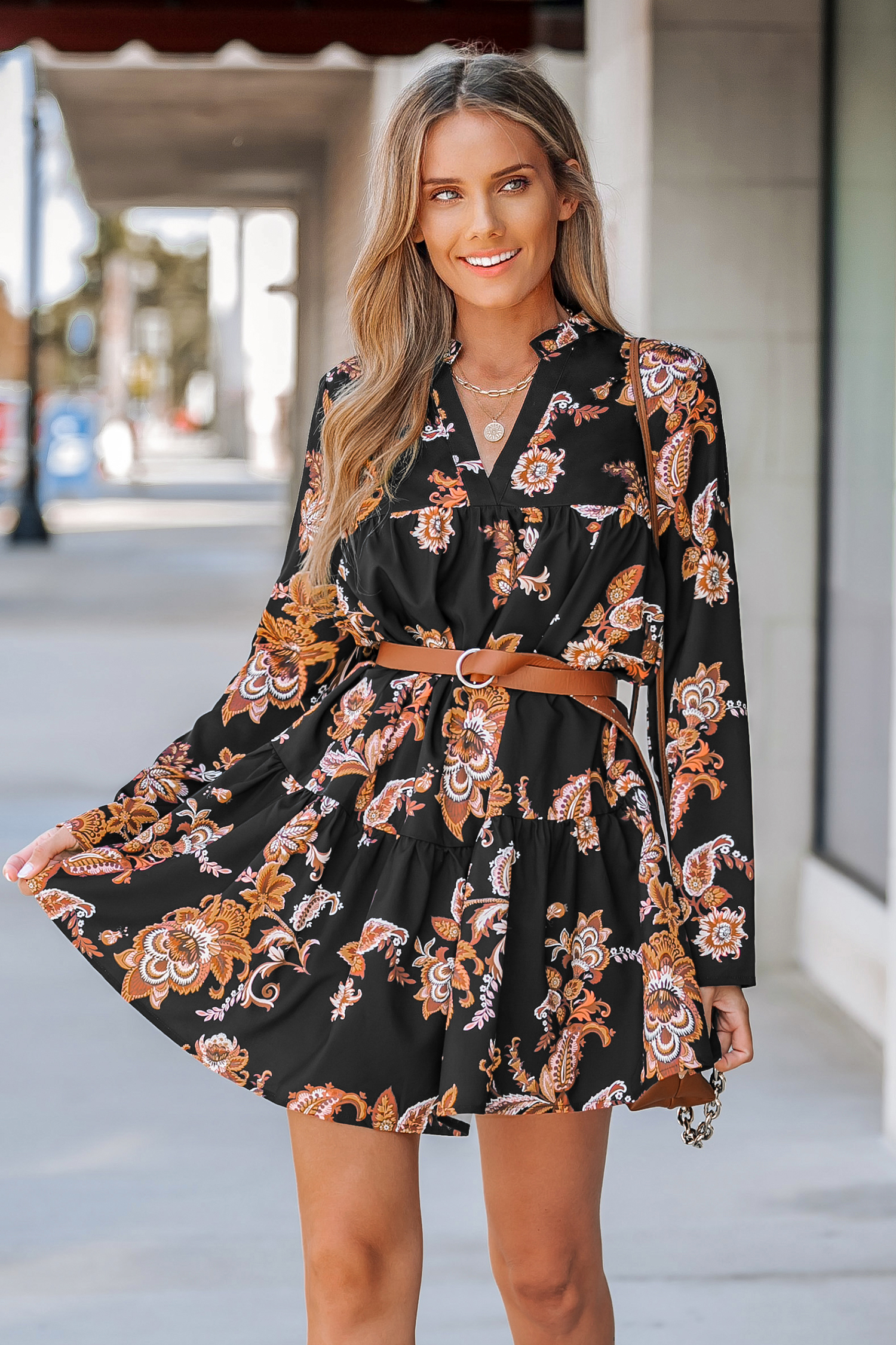 Robe babydoll à imprimé floral paisley
