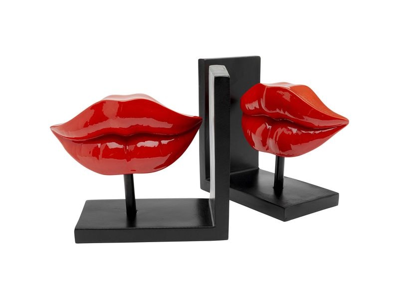 Kare Buchstütze Lips 2er Set, Rot/Schwarz Buchstützen für das Bücherregal