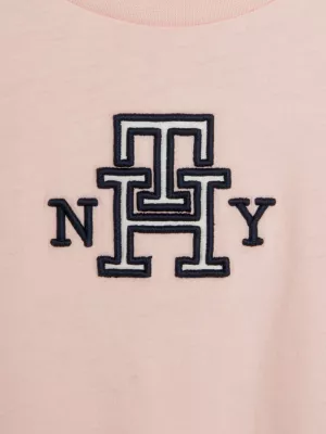 Camiseta TH com aplique de cetim e monograma
