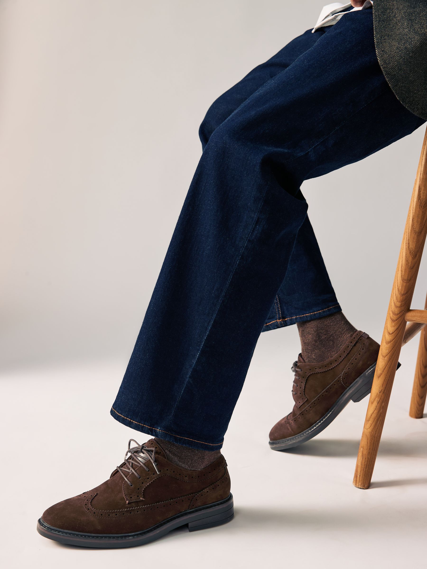 Bruin - Brogues met doorlopend vleugelstuk