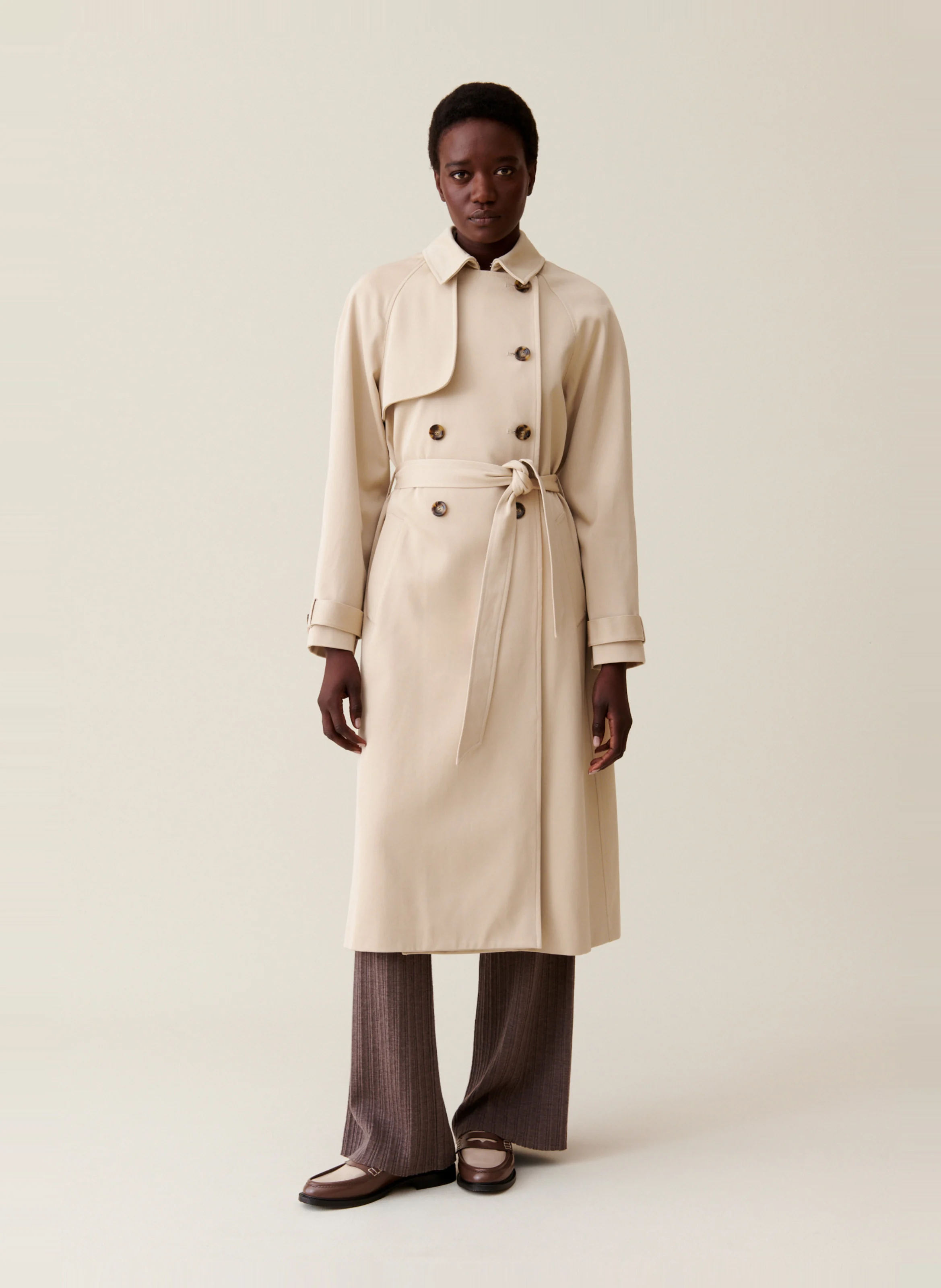 Trench classique 7/8eme en coton | Beige