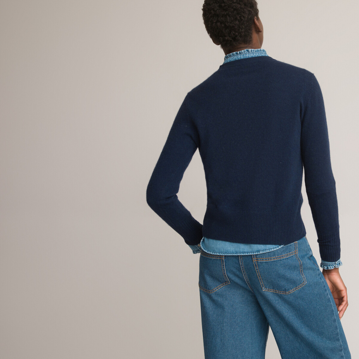 COLEÇÕES LA REDOUTE<br>Suéter de gola redonda em malha fina de cashmere