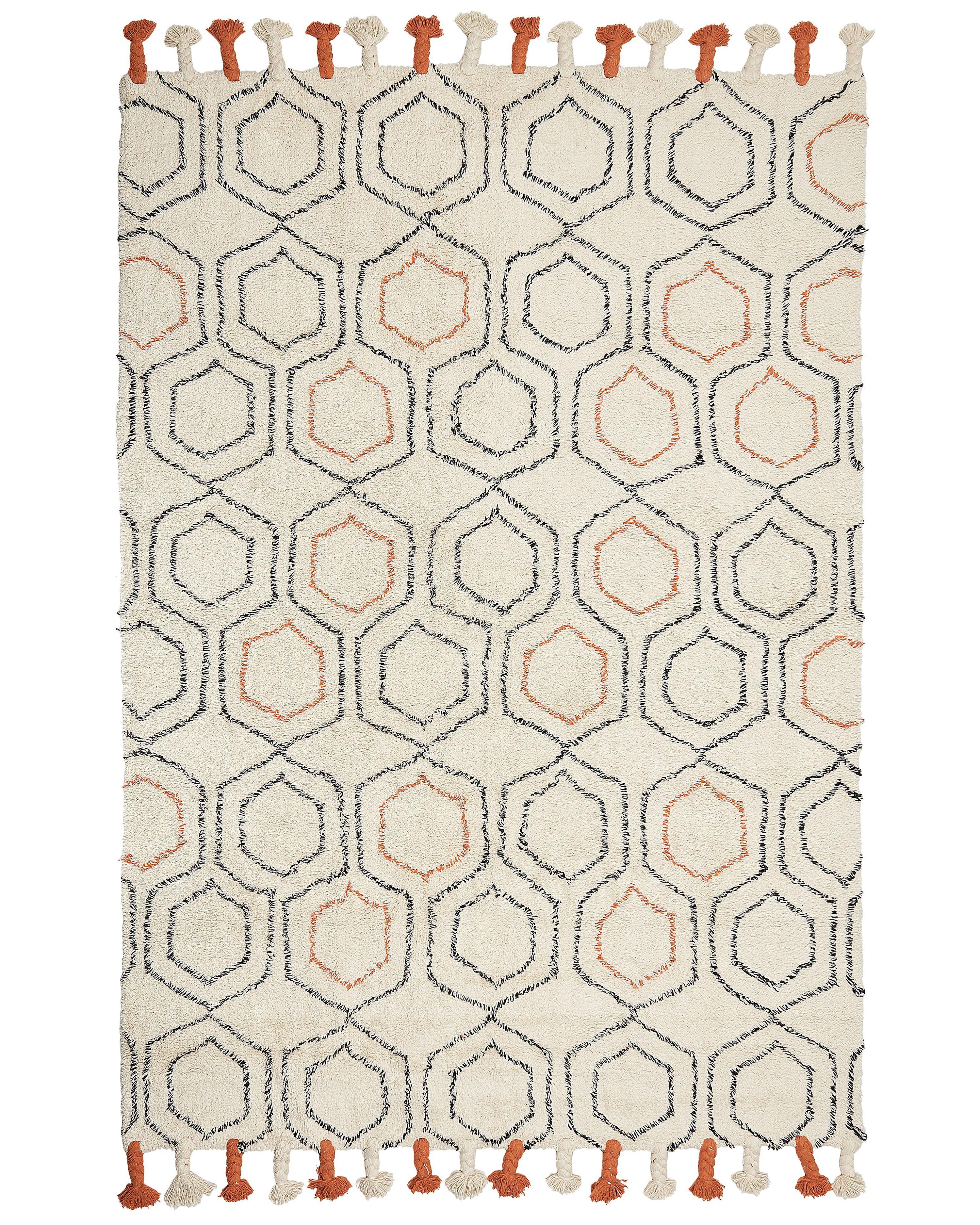 Vloerkleed HAJIPUR Beige 160 x 230 cm Katoen