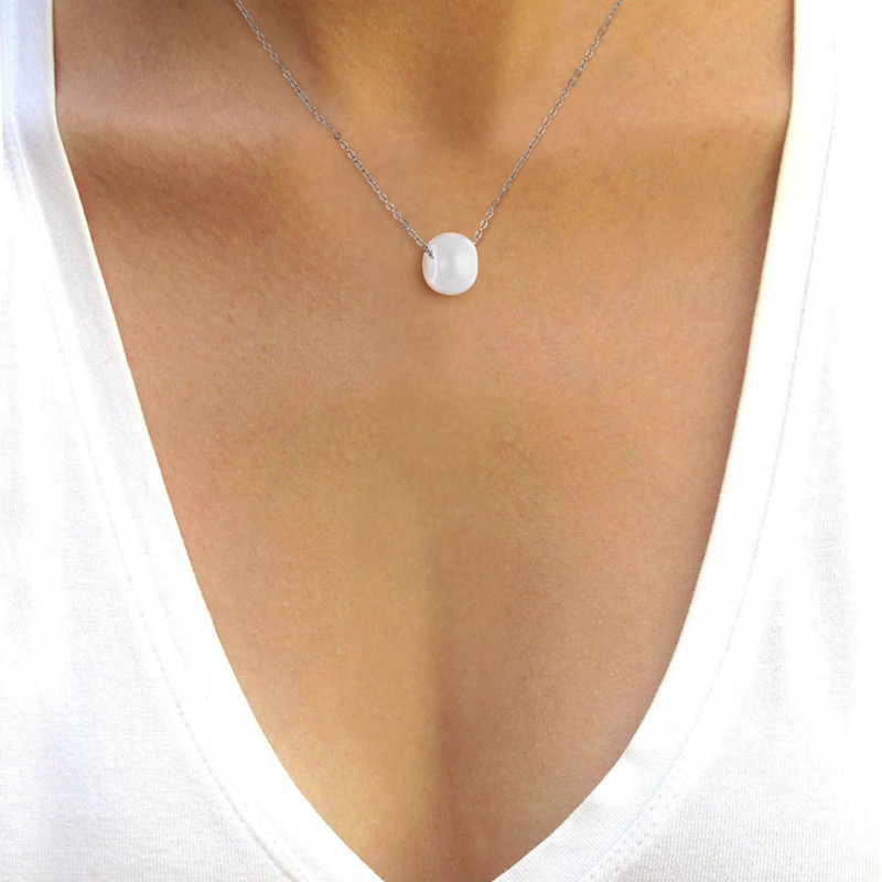 STELLA - Collier - Motif Pure Ceramic Blanc & Chaine forçat acier