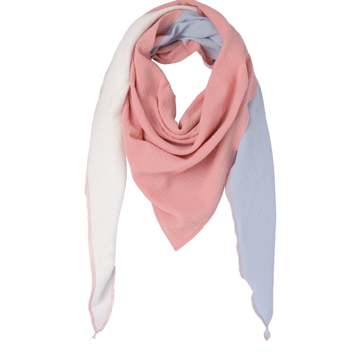 Gina Benotti Damen Musselin-Tuch rosa / weiss / hellblau