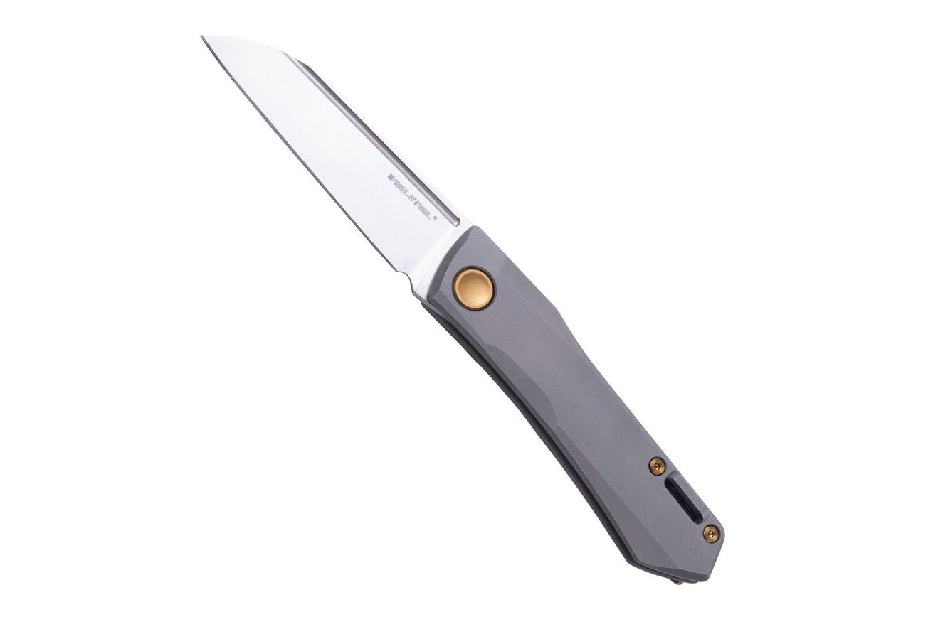 Real Steel Solis 7062G Beadblast Titanium, Gold, slipjoint zakmes, Poltergeist design