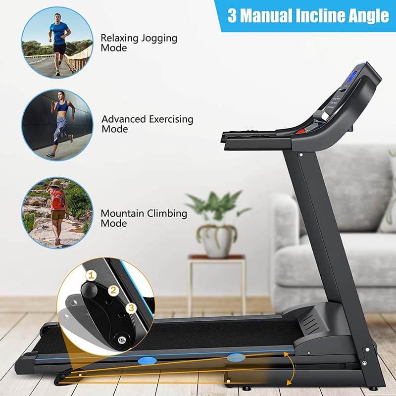 Esteira dobrável de 2,25 HP para casa/academia, máquina de exercícios elétrica portátil motorizada para corrida e caminhada com visor LCD Blue-Ray
