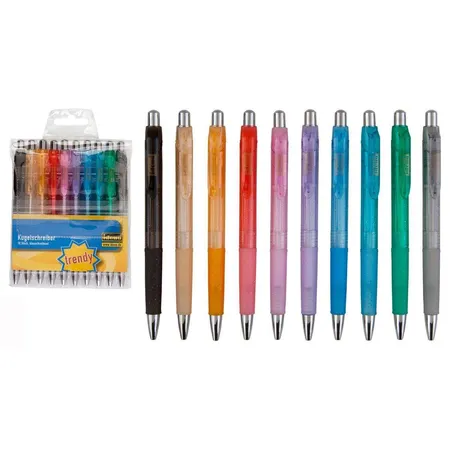 Idena 30 (3x 10) Druckkugelschreiber / Schreibfarbe: blau / transluzente Farben