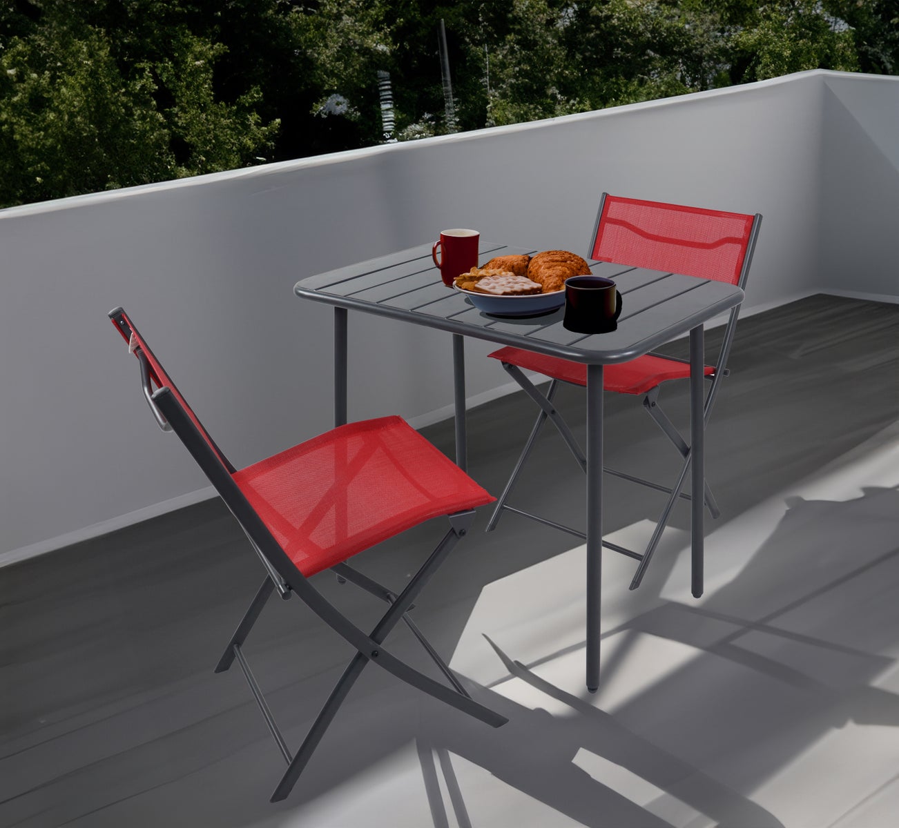 3-delige bistroset balkonset tuin Sumila rood