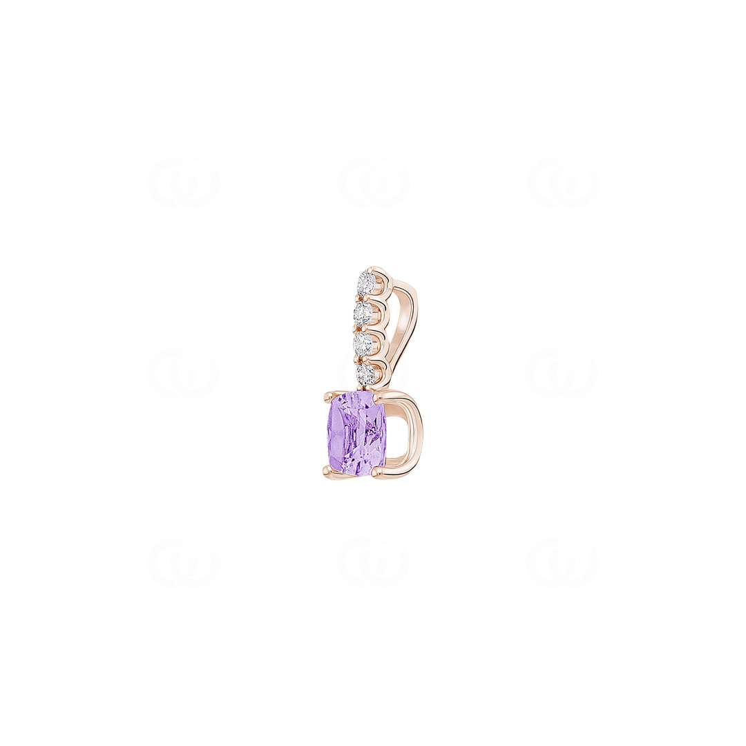 Anhänger 750/18 K Roségold mit Amethyst & Diamanten 0.09 ct H/si