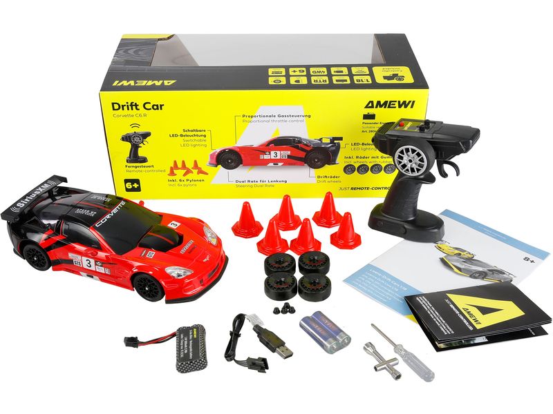 Amewi Drift Corvette C6.R 1:18 RTR Rot Driftfahrzeug