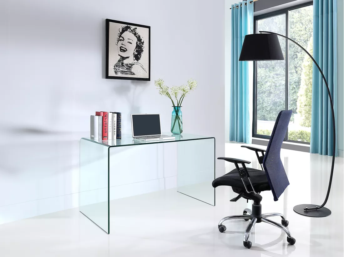 Bureau - Verre courbé - Transparent - ELSTRON
