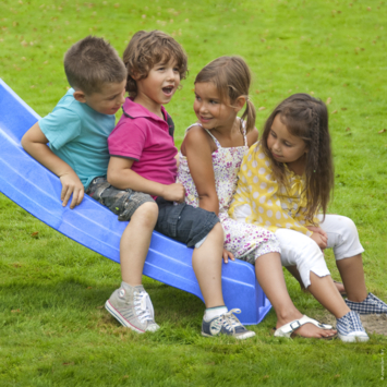 Speeltoestel Jungle Gym Explorer grenen geïmpregneerd met glijbaan blauw en 2-klimrek module