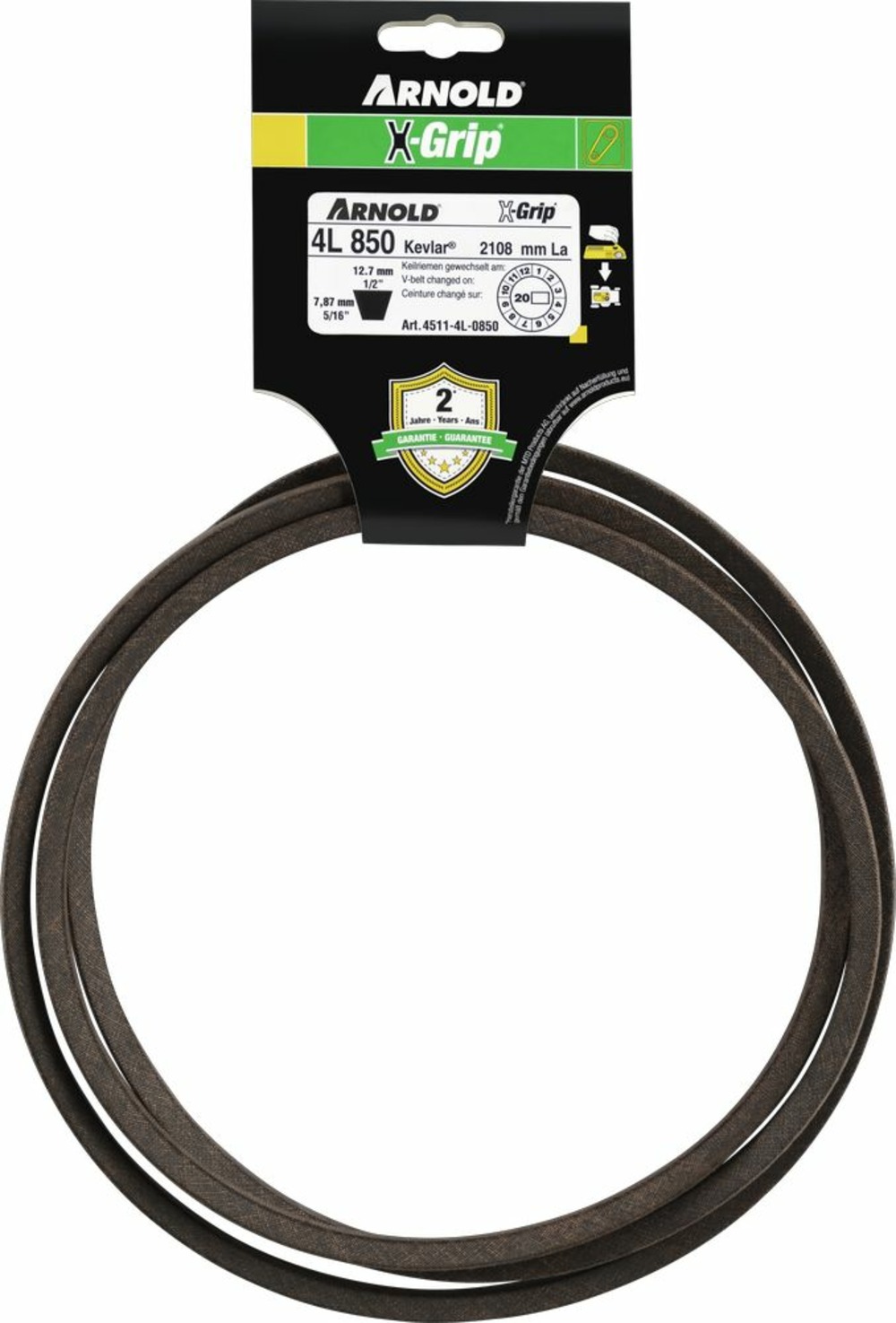 Courroie trapézoïdale x-grip v de type 4l850