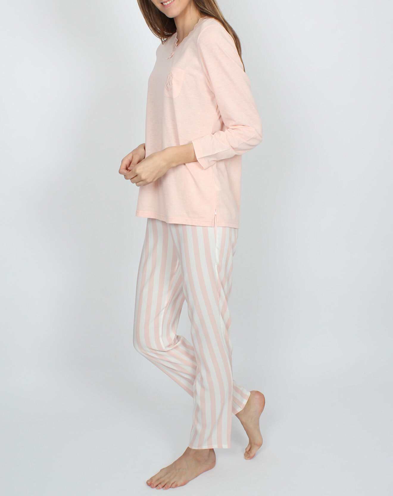 Admas Classic Pyjama Classic Tripes rose