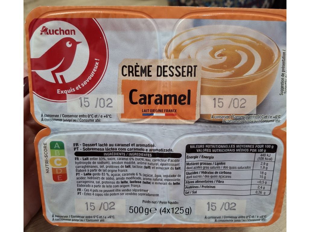 SOBREMESAS - CREMES AUCHAN CARAMELO 500G (4X125G)
