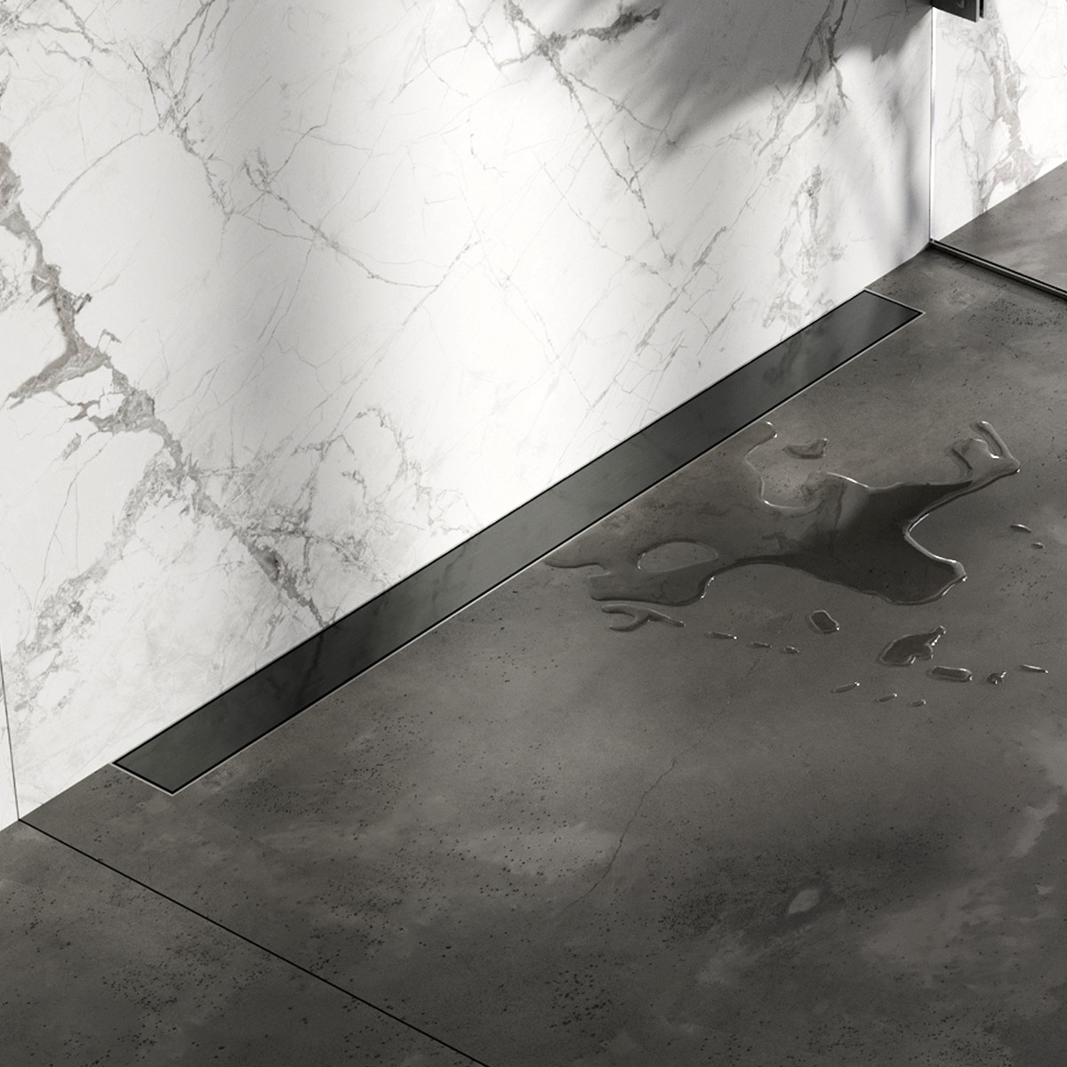 Brauer douchegoot 90x7cm met multifunctioneel rooster en muurflens gunmetal geborsteld PVD