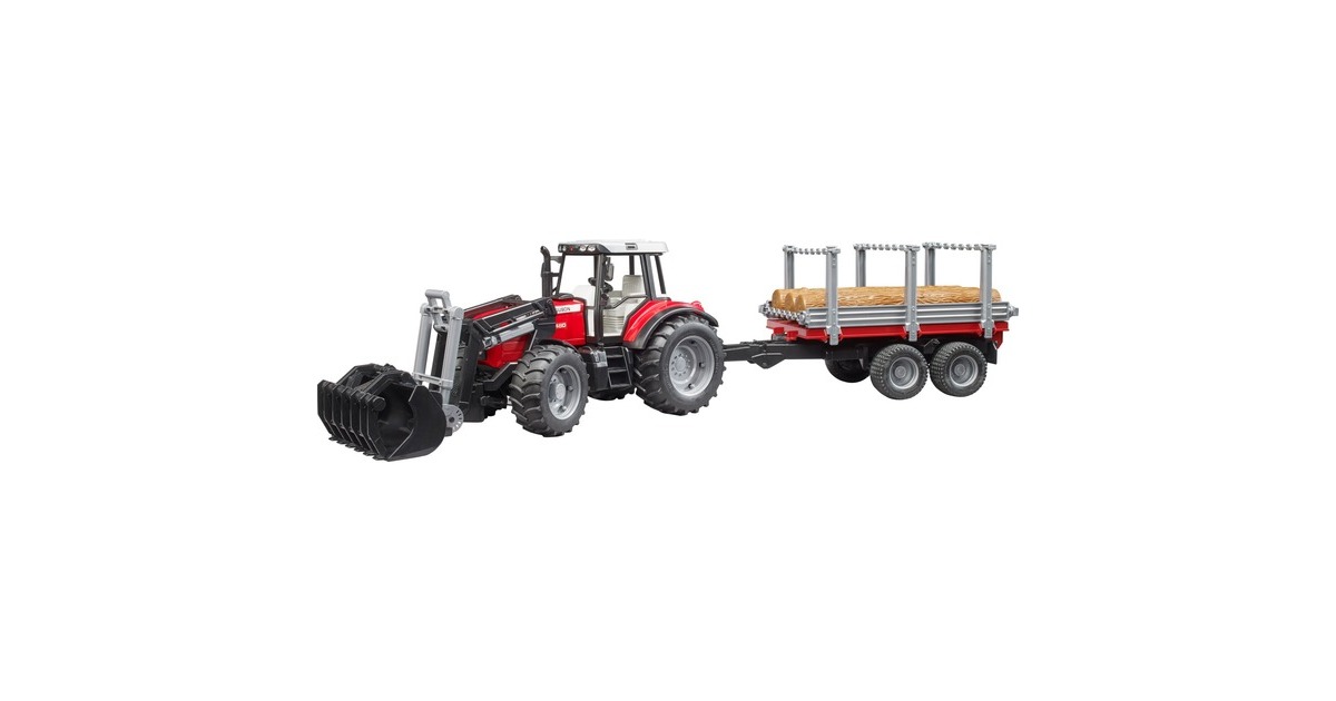 bruderMassey Ferguson 7480 met voorlader en houttrailer Modelvoertuig  (02046)