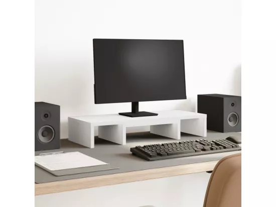 Support de moniteur réglable blanc bois d'ingénierie