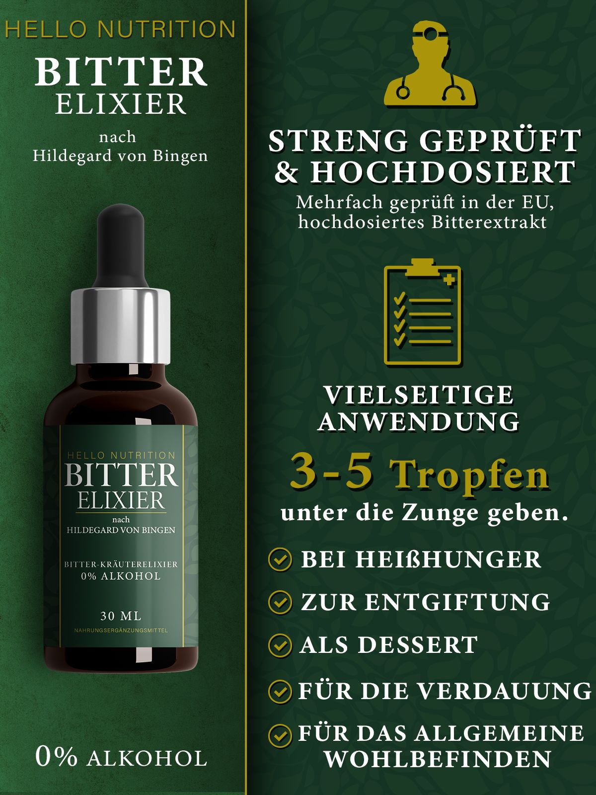 Hello Nutrition® | Bitter Elixier Tropfen | Hildegard von Bingen