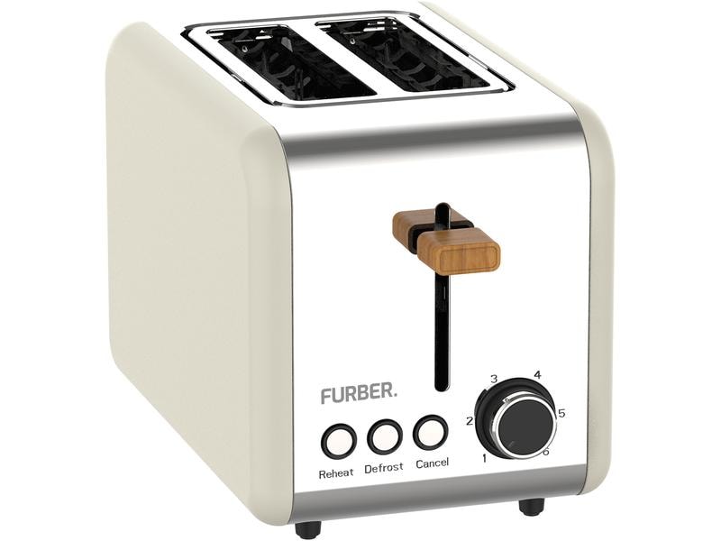 FURBER Toaster Hepburn Beige Gleichzeitiges Rösten von 2 Toastscheiben