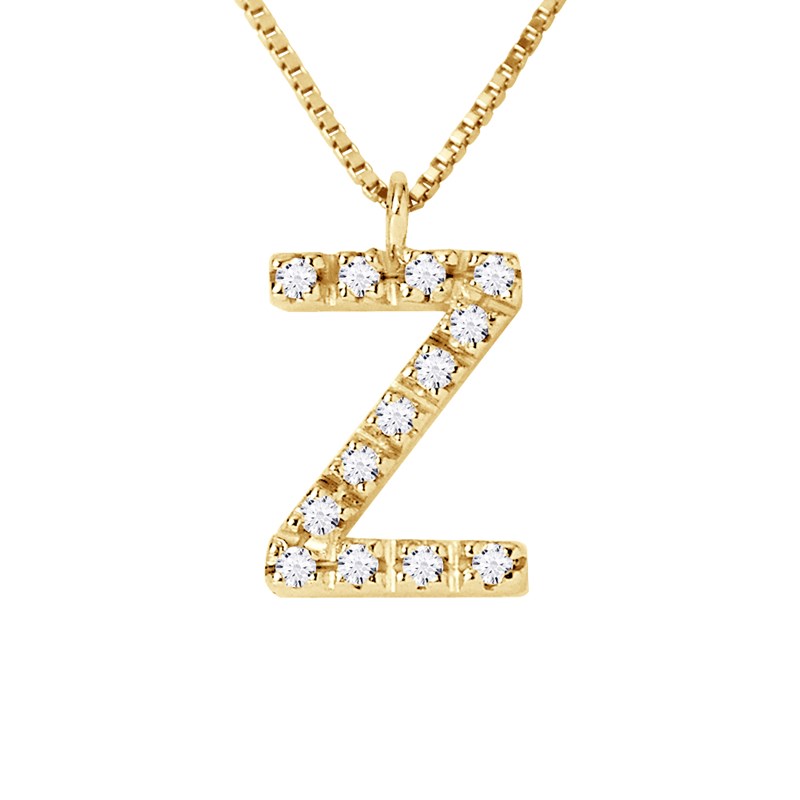 Collier ALPHABET Diamants 0,06 Cts  LETTRE 