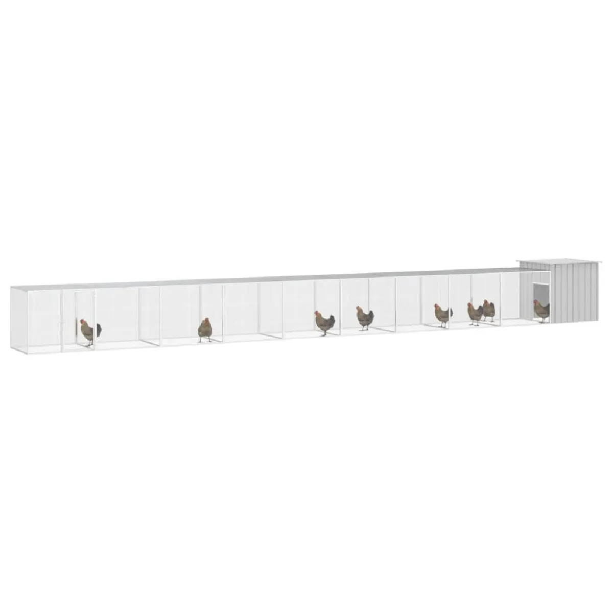 vidaXL Cage pour Poules - Gris - 1000x91x100 cm