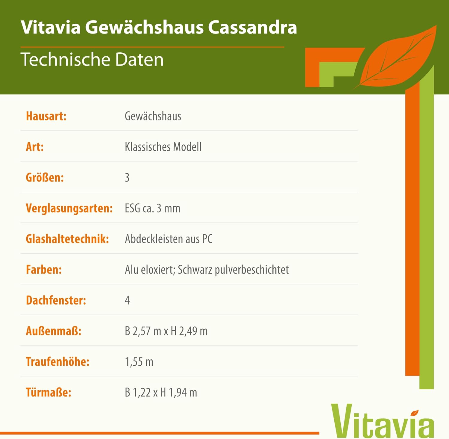 Vitavia Gewächshaus Cassandra 9900