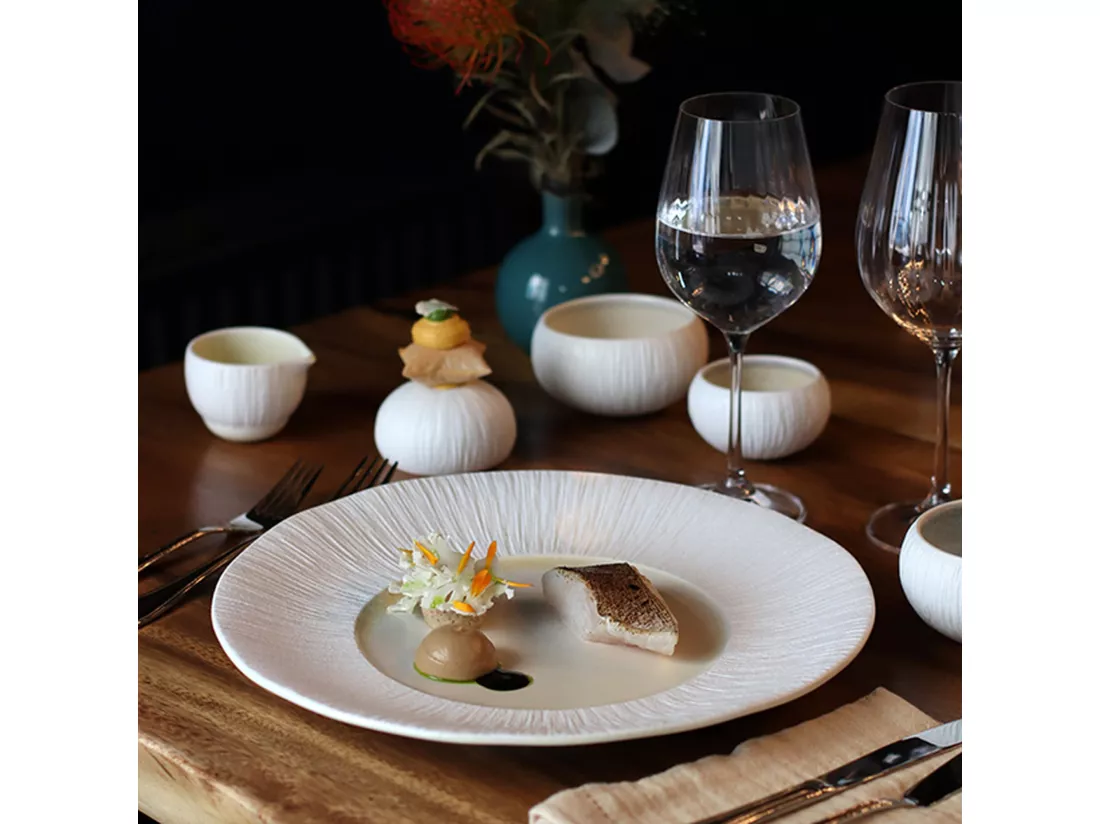 Ogo Living - Lot 6 Assiettes Plates Urus 31cm En Porcelaine Beige Et Blanc
