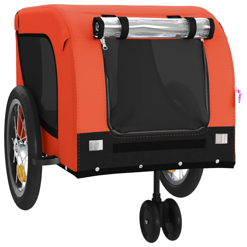 vidaXL Pet Bicycle Trailer Iron Oxford Cloth Orange Black
