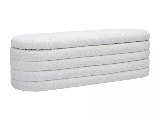 Banc coffre en tissu effet laine bouclée blanc L125 cm NAVY