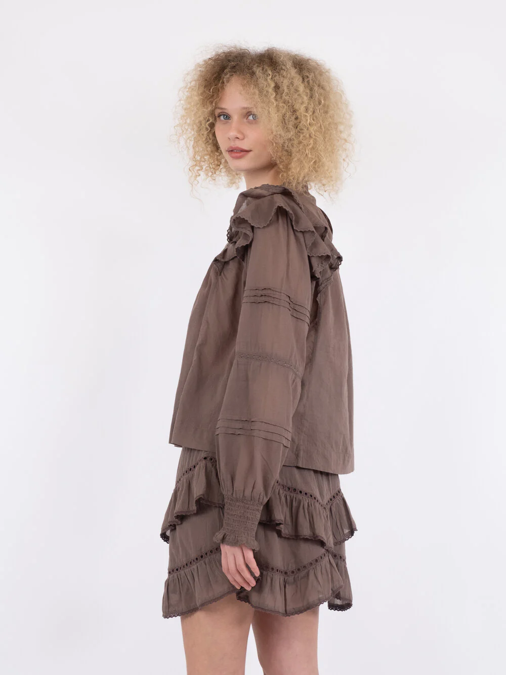 Neo Noir  Simkie S Voile bluse - lysebrun