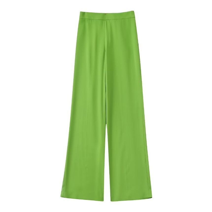 Avauntgardo - Effen dubbelrijs vest / Hoge taille wijde broek