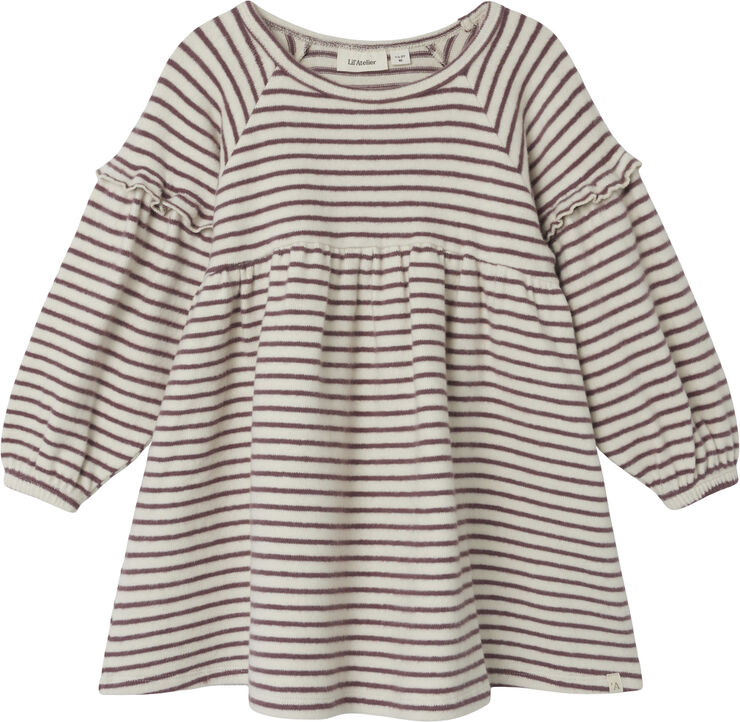 Lil' Atelier NMFTHORO LS DRESS STRIPE LIL Birch/rosebrown