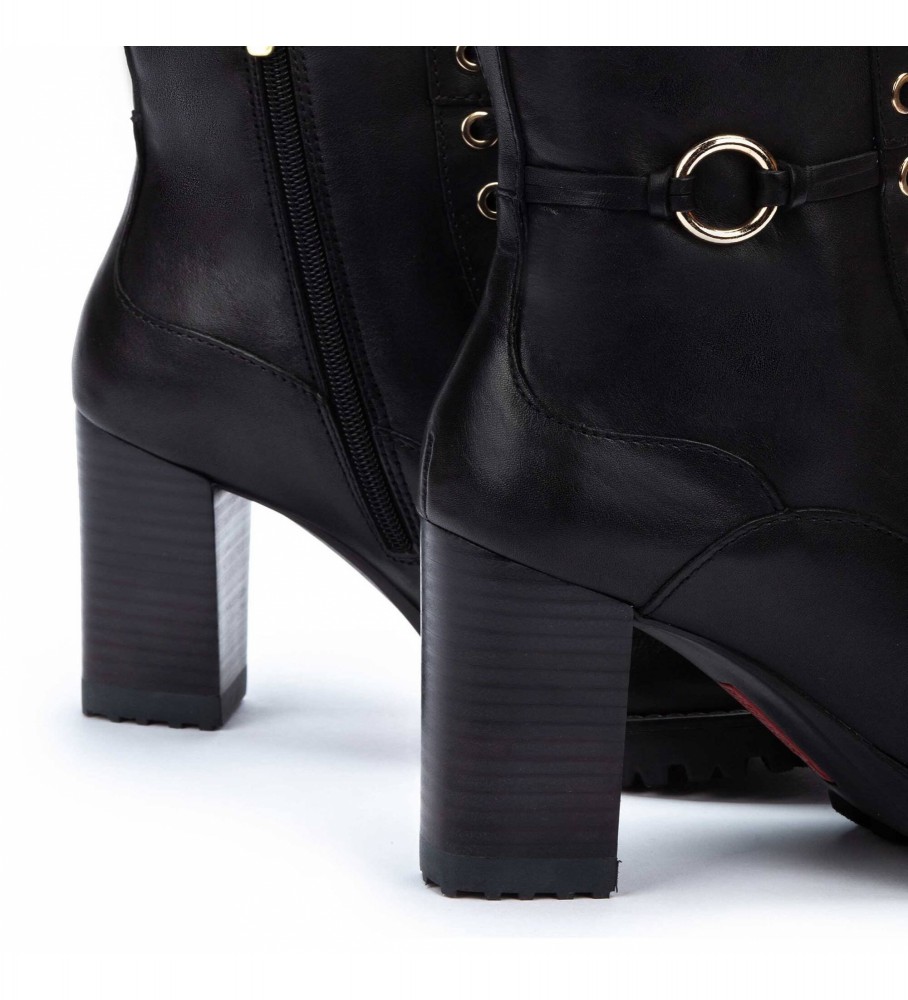 Botas de cano curto Pikolinos Conelly em couro preto - Altura do salto: 9 cm -