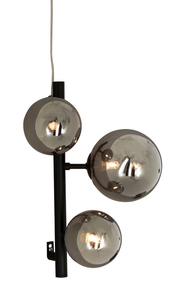 Molekyl vegglampe Sort metall med sotet glass.