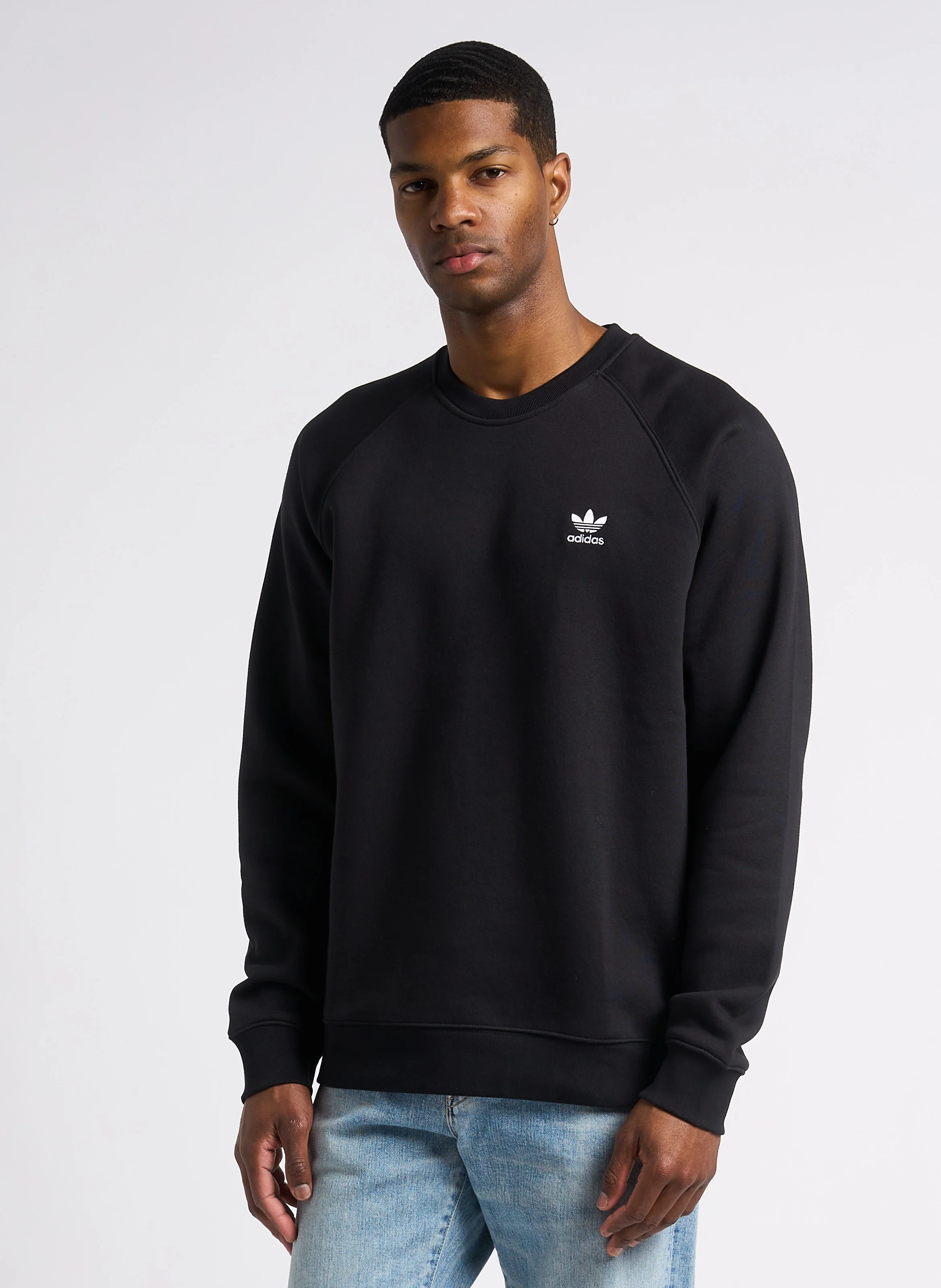 Sweat col rond en molleton doux| Noir