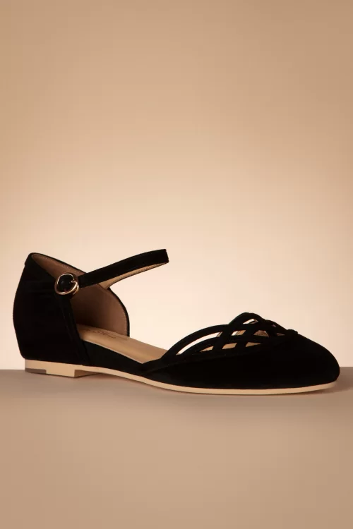 Charlie Stone Serpente Suedine ballerina's in zwart