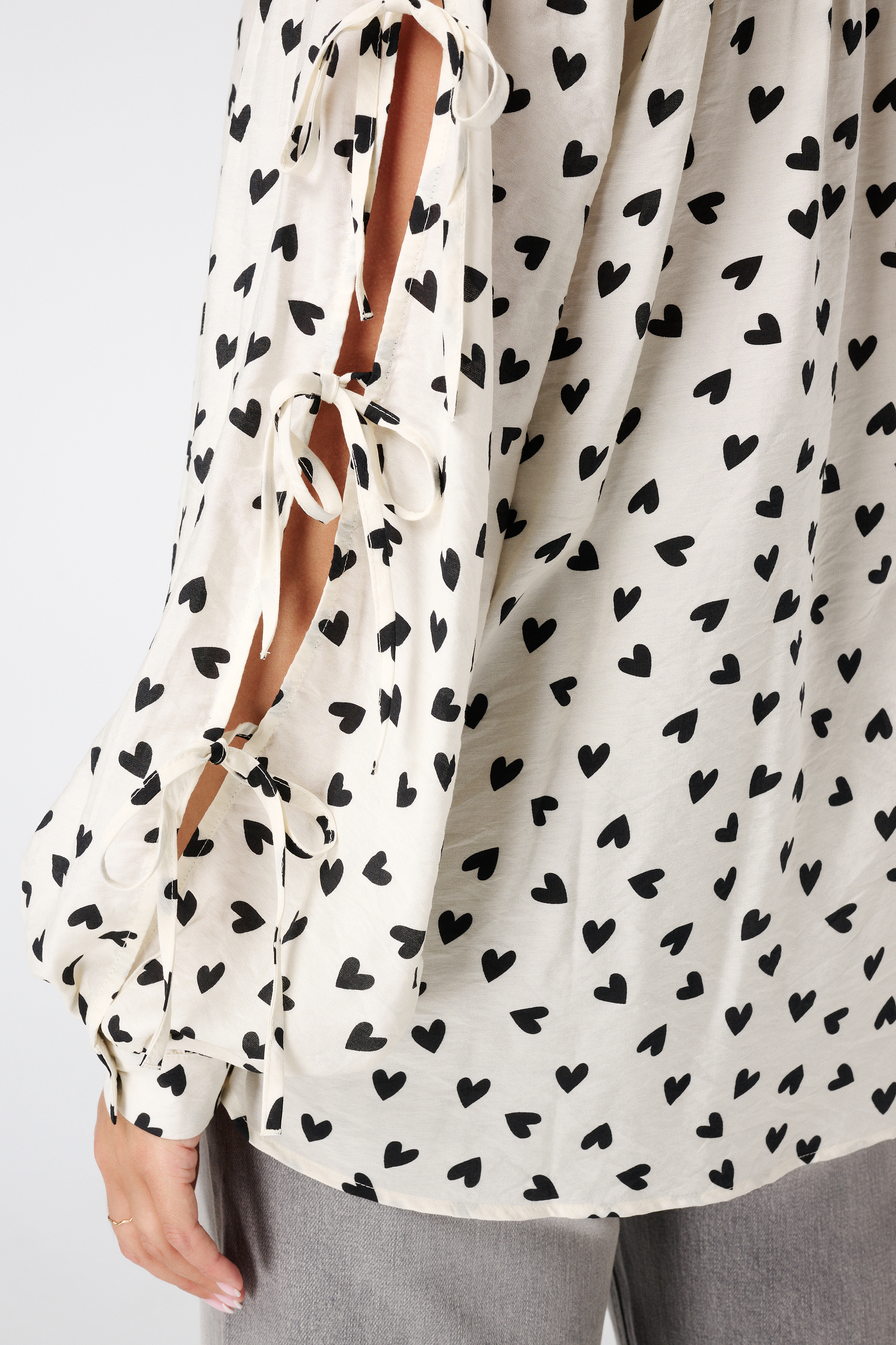 Blouse met strikdetail Multi zwart-wit
